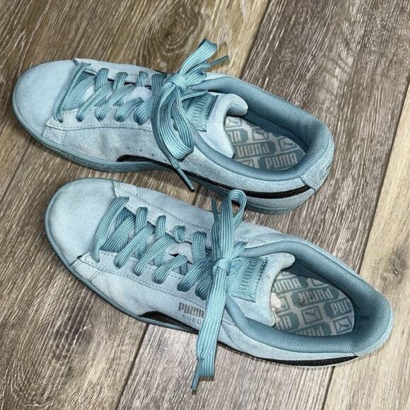 Puma Classic Suede Turquoise Blue Low Top Youth US Size 5.5 Sneaker Shoes - Picture 7 of 12